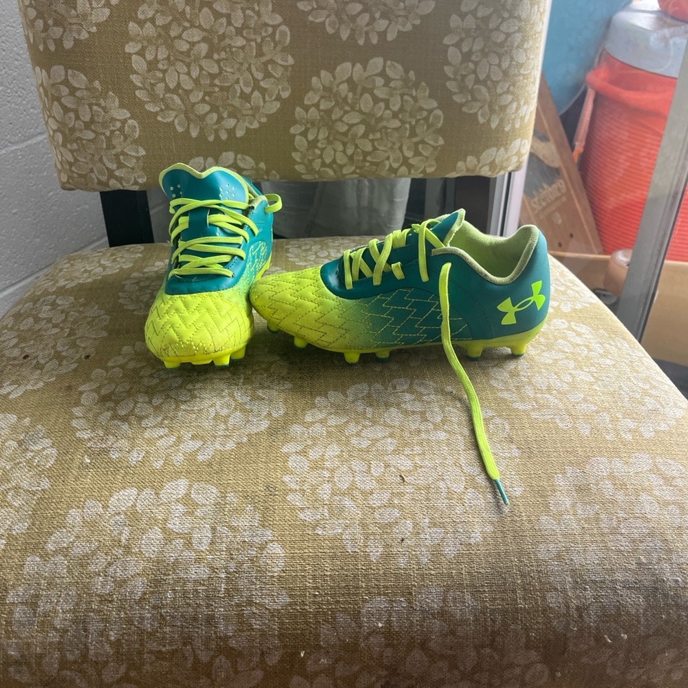 Under Armour Kids' Blue and Yellow Soccer cleats